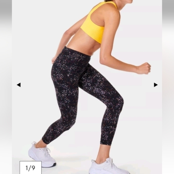 Sweaty Betty Power 7/8 Workout Leggings black confetti sz 16/Xl - Picture 1 of 8